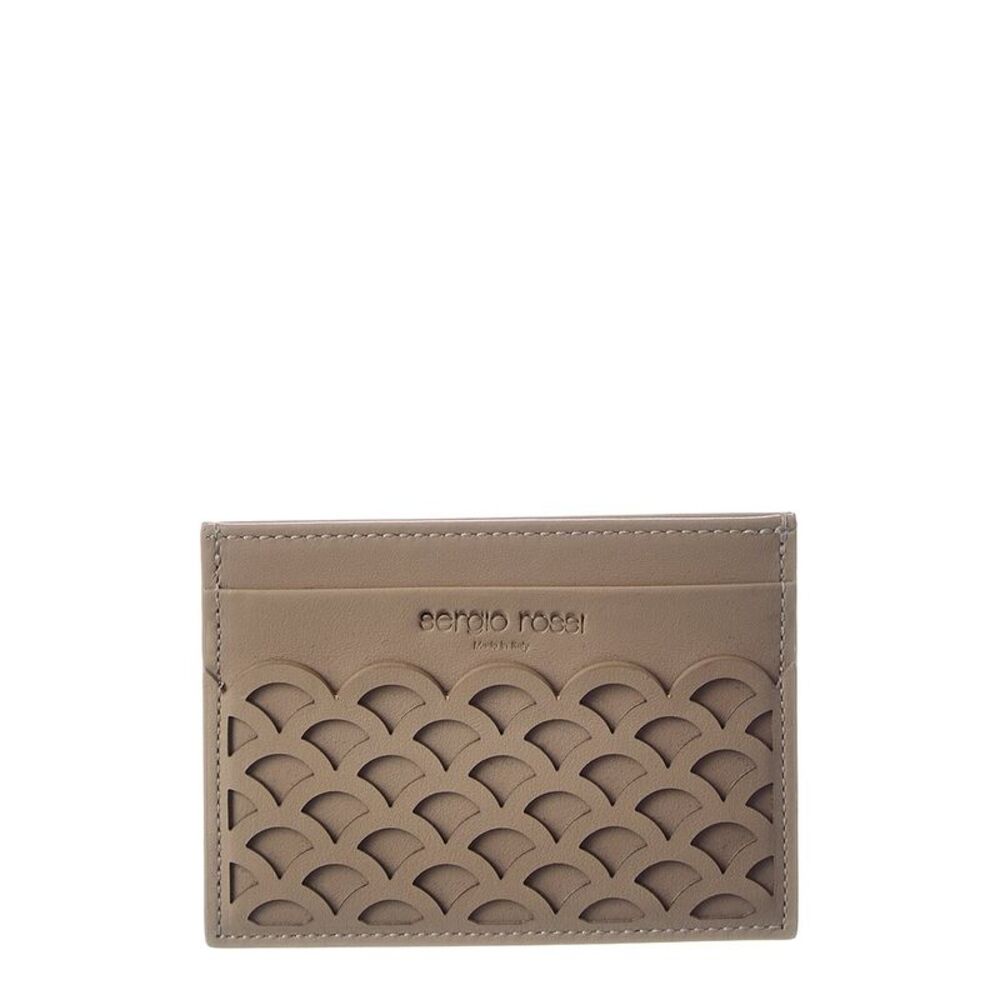Sergio Rossi Logo Leather Card Case, Tan